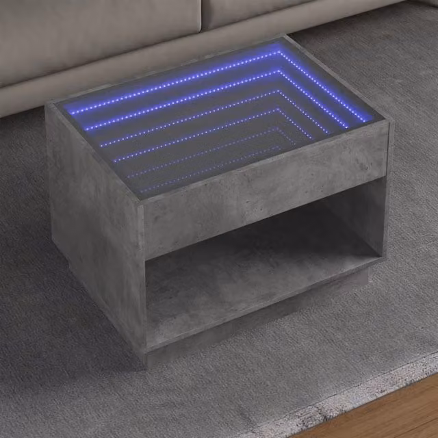 Berkfield Home Infinity LED Coffee Table in Concrete Grey, W/D/H: 70 x 50 x 50 cm