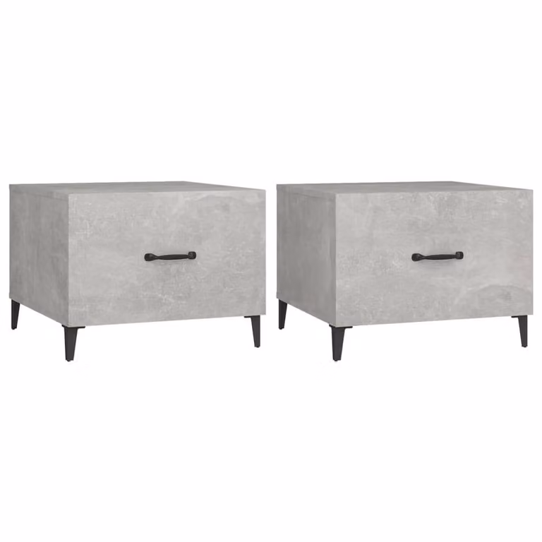 Berkfield Home Decorative Coffee Table Set with Metal Legs, Concrete Grey, W/D/H: 50 x 50 x 40 cm (2 pieces)