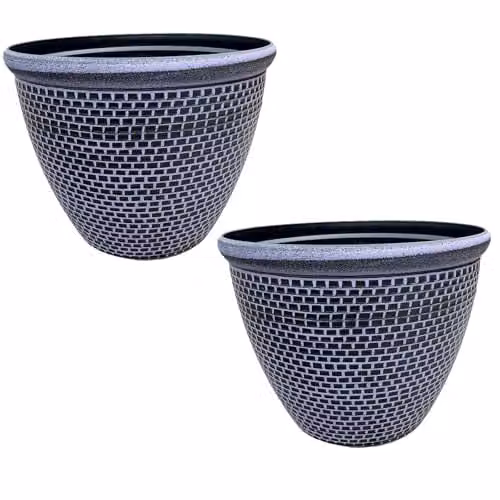 Gr8 Garden Cromarty Round Plastic Plant Pot Planter, Purple, Pack of 2, Diameter: 36 cm – 1