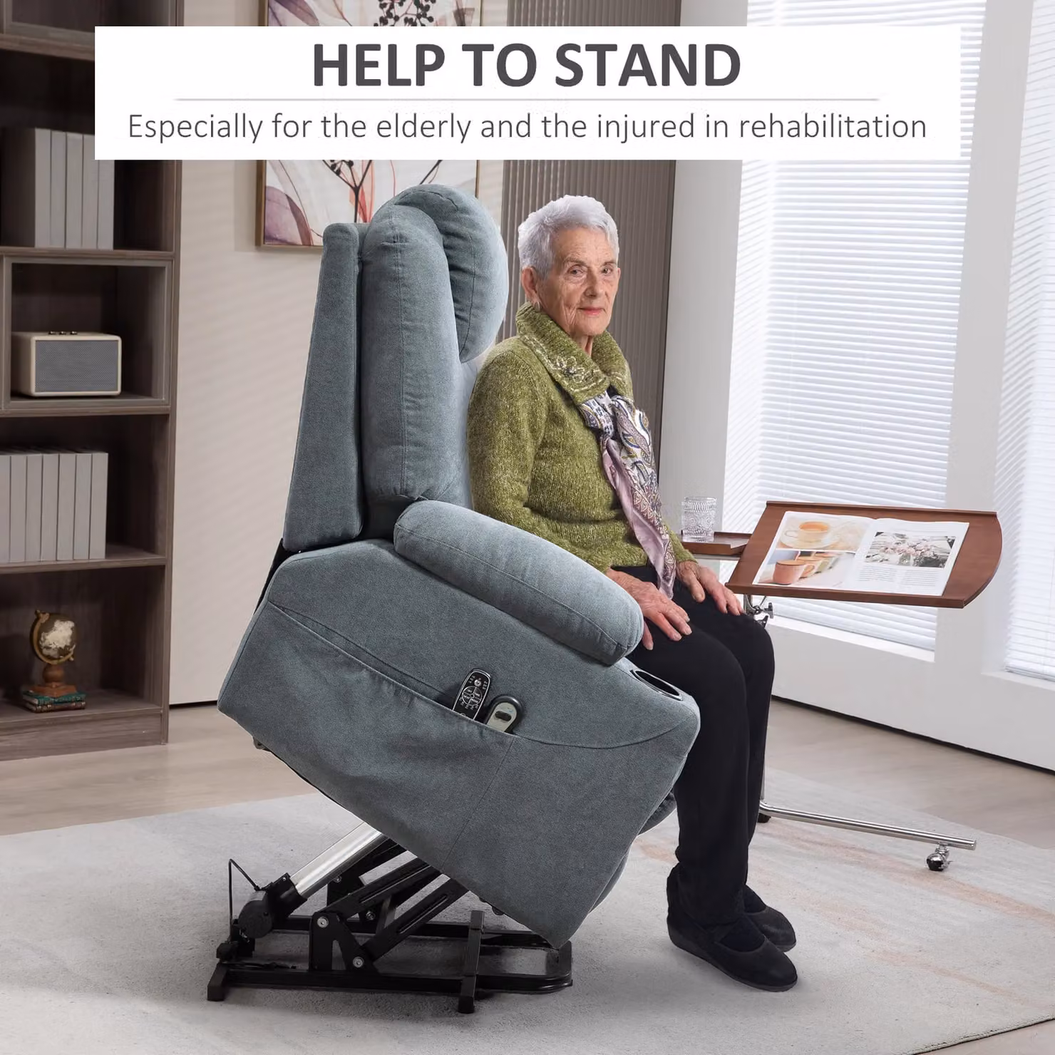 HOMCOM Riser and Recliner Chair with Vibration Massage and Heat in Dark Grey – 4