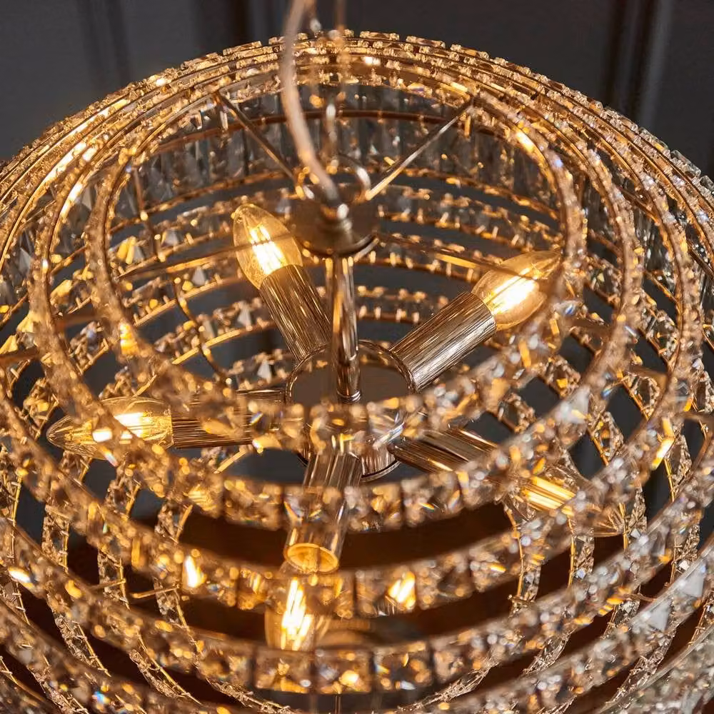 Netlighting Aversa Pendant Ceiling Light in Silver with Clear Crystal Glass – 3