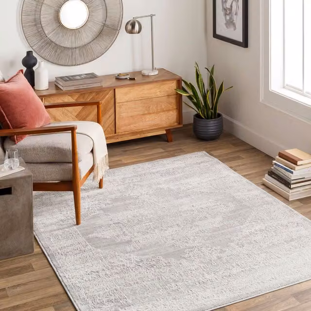 Livabliss Roma Vintage Boho Rectangular Rug in White and Grey, W: 120 cm, L: 170 cm – 1