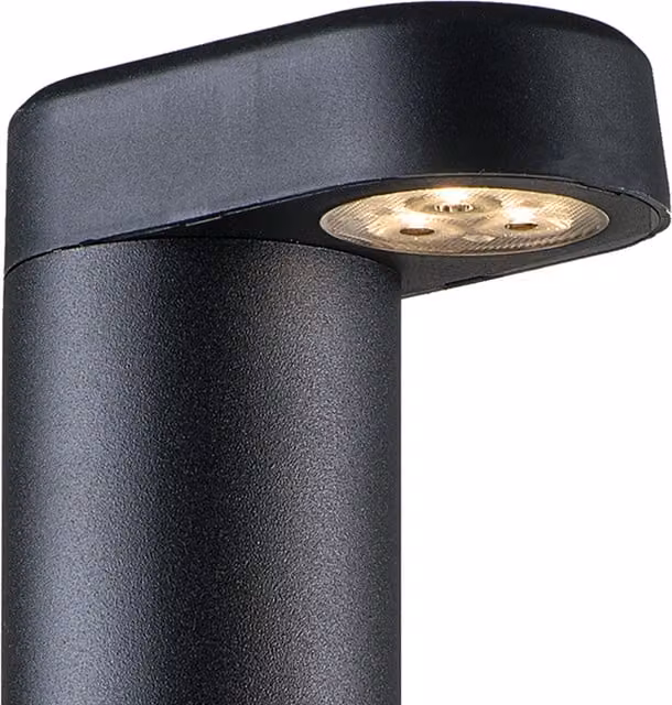 Ludeco Oskar 1.5W 12V LED Outdoor Post Light in Black with Stainless Steel and Transparent Glass