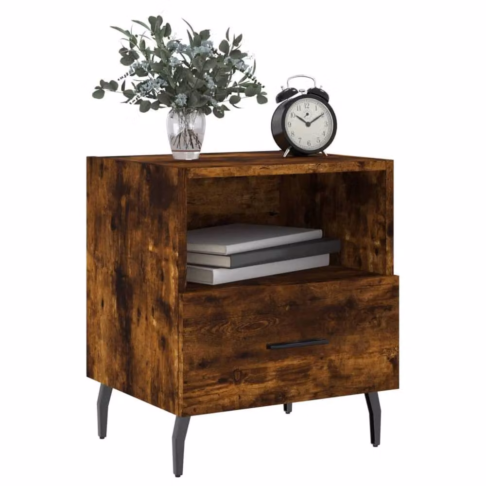Berkfield Home Modern Bedside Cabinets, 2 Piece Set in Smoked Oak Brown, W/D/H: 40 x 35 x 47.5 cm – 3