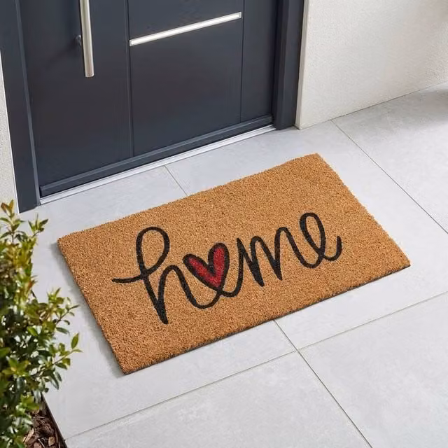 Garden Greatness Is Where The Heart Is Coir Decor Mat in Natural Beige, W: 75 cm, D: 45 cm, H: 1.5 cm