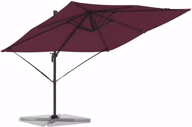 Berkfield Home Roma Cantilever Garden Parasol in Bordeaux Red, Aluminium, W/D/H: 286 x 285 x 265 cm – 1