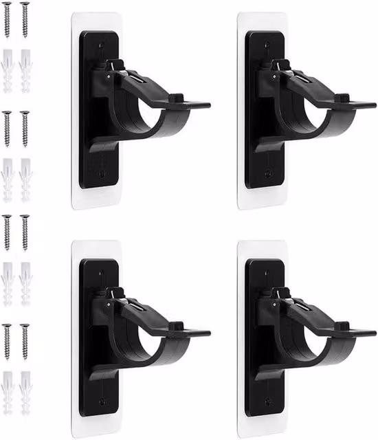 NESTLUNE 4 Piece Self Adhesive Curtain Rod Brackets in Black – 1