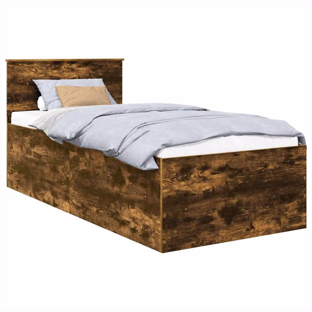Berkfield Home Modern Bed Frame with Headboard in Smoked Oak Brown, W/D/H: 75 x 190 x 75 cm – 2