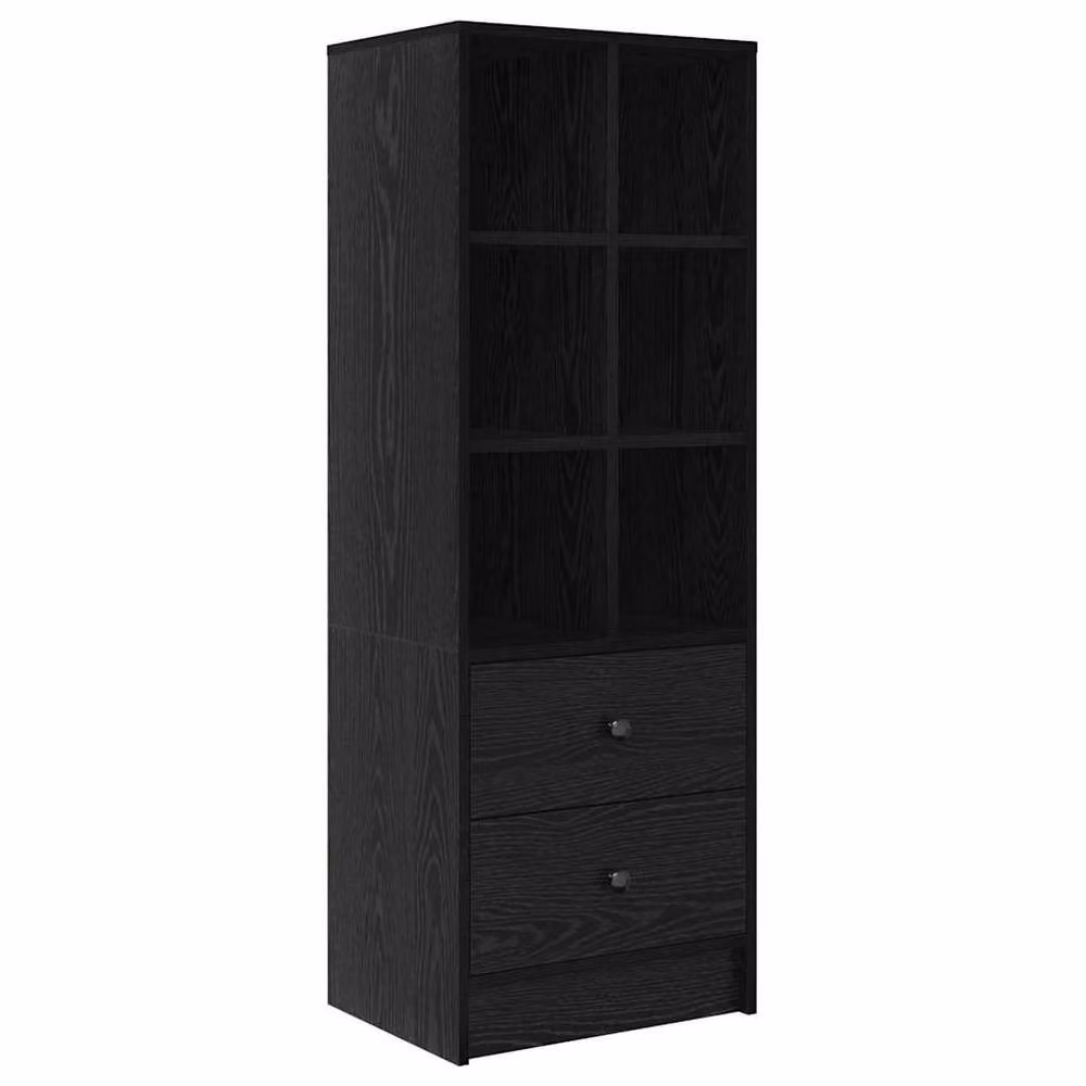 Berkfield Home Modern Black Oak Shelving Unit in Black with Adjustable Shelves – 3
