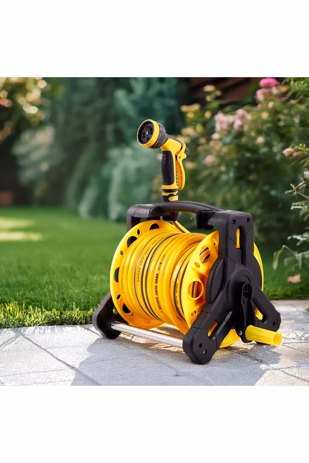 Garden Sanctuary Portable 25m Watering Hose Reel Set in Yellow – 2