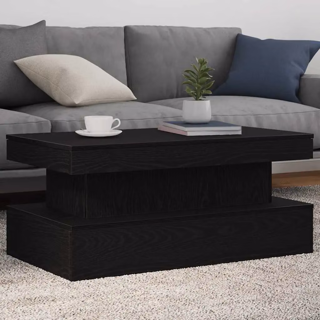 Berkfield Home Modern Black Oak Coffee Table with LED Lights, W/D/H: 90 x 50 x 40 cm – 3