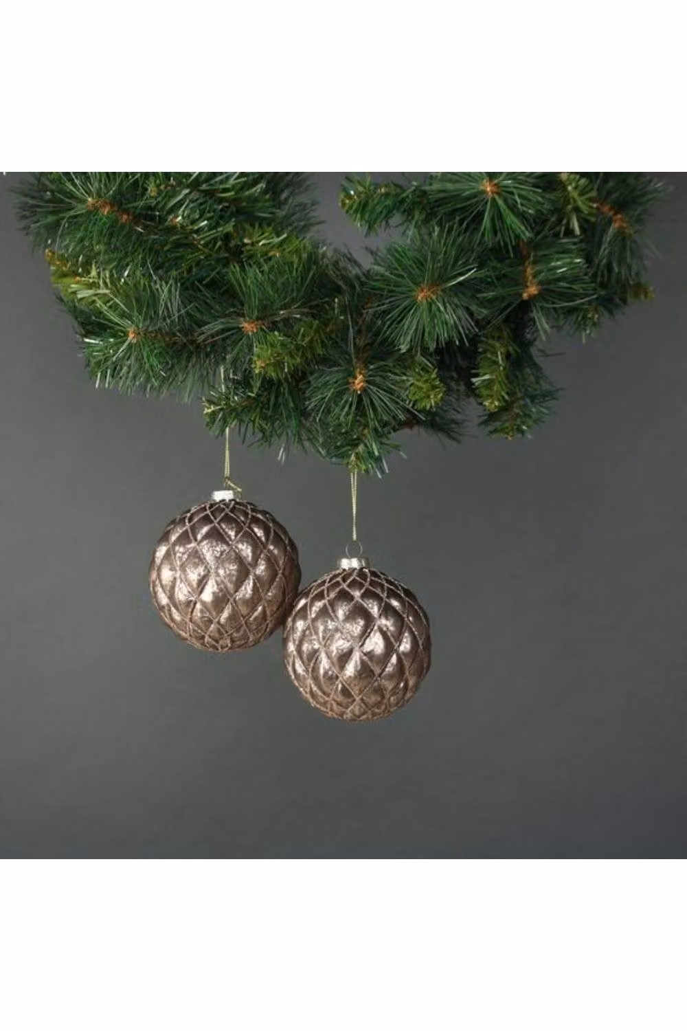 KDMD Asteria Gold Glass Quilted Christmas Bauble Set of 4, Diameter: 10 cm – 2