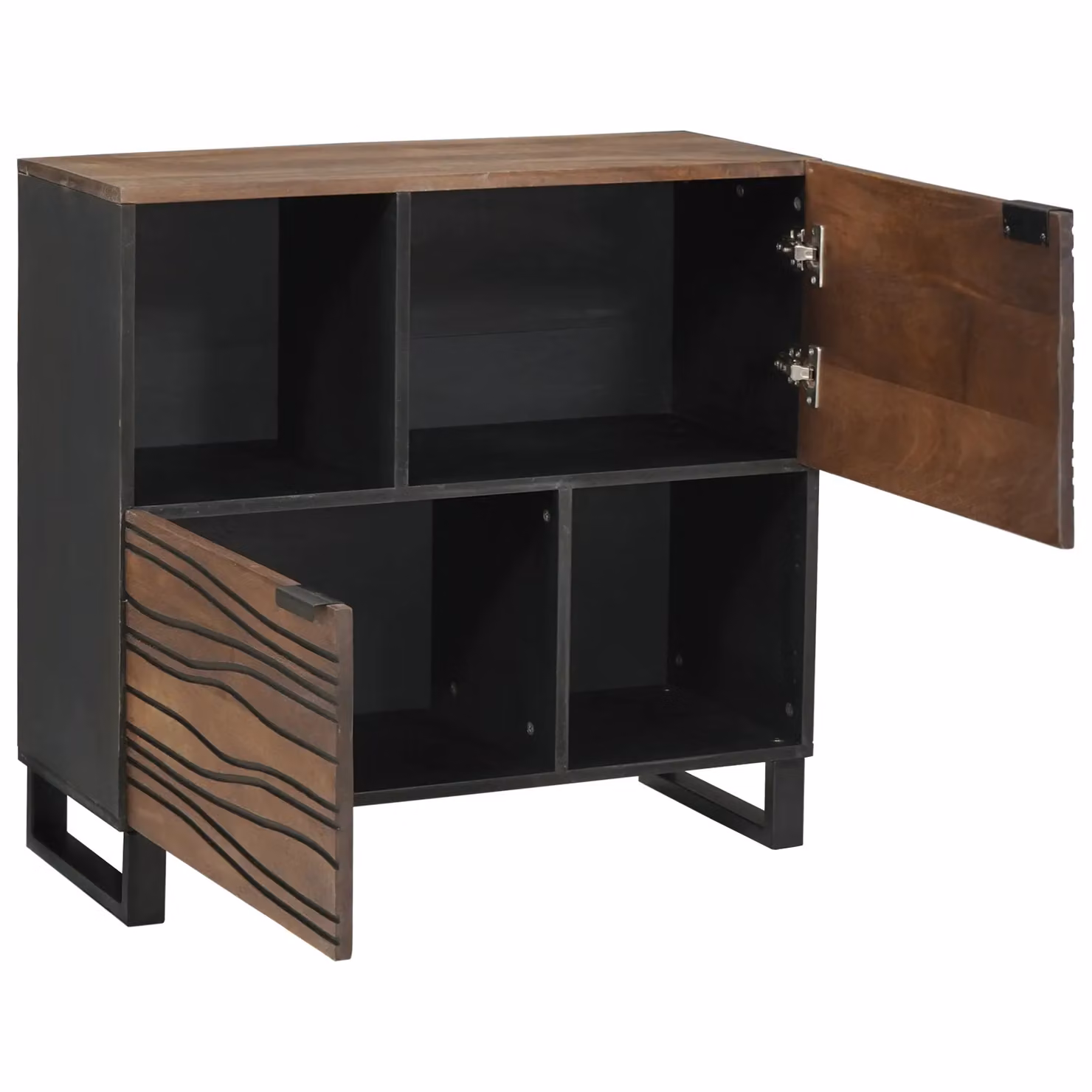 Berkfield Home Modern Mango Wood Sideboard in Brown and Black, W/D/H: 80 x 33.5 x 75 cm – 2