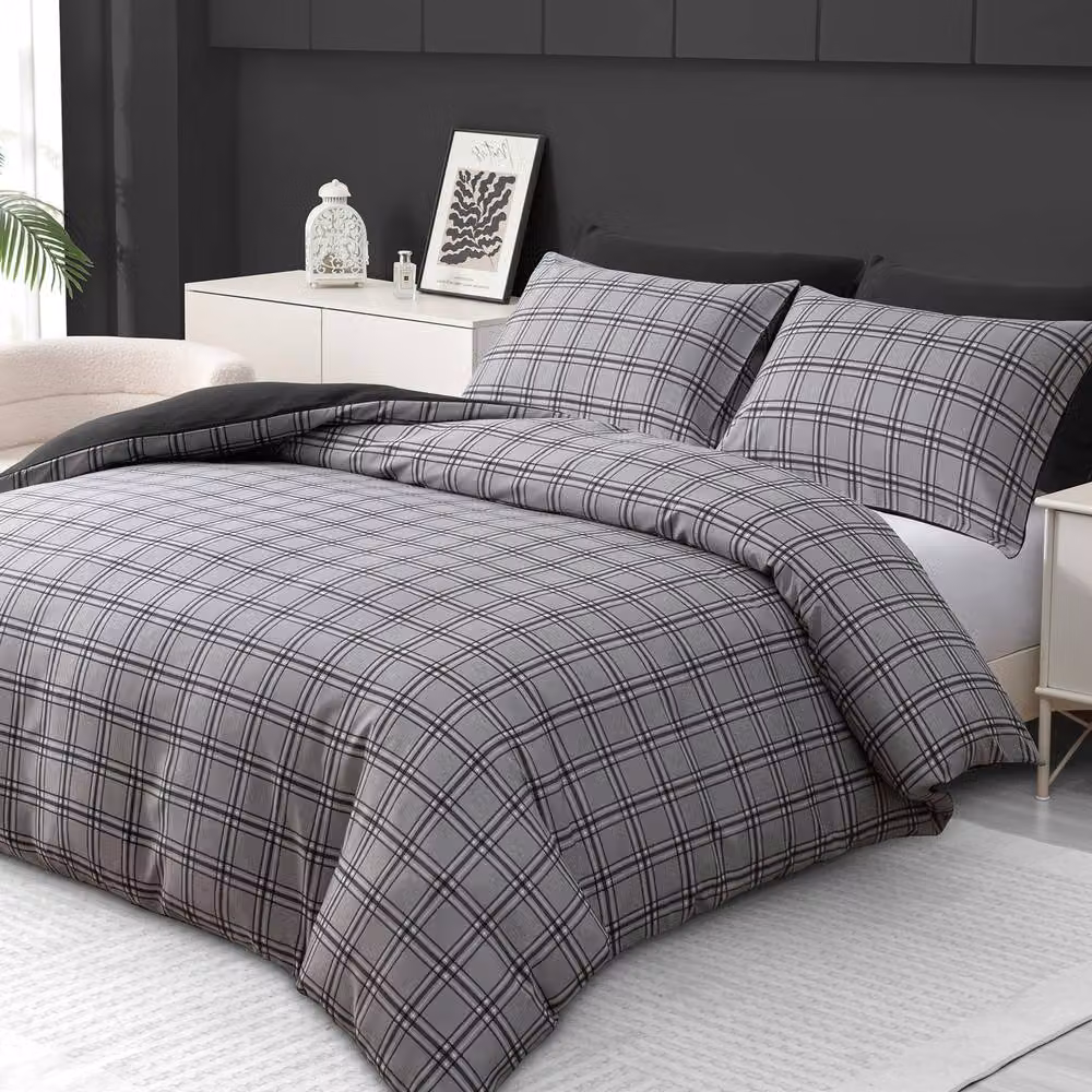 Grace Reversible Brushed Microfibre Duvet Cover Set in Grey, Super King Size (W/D/H: 260 x 220 x 220 cm) – 8