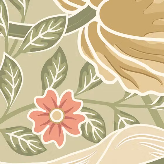 Origin Murals Flower Circle Floral Wall Mural in Olive Green, W: 350 cm, H: 280 cm – 3