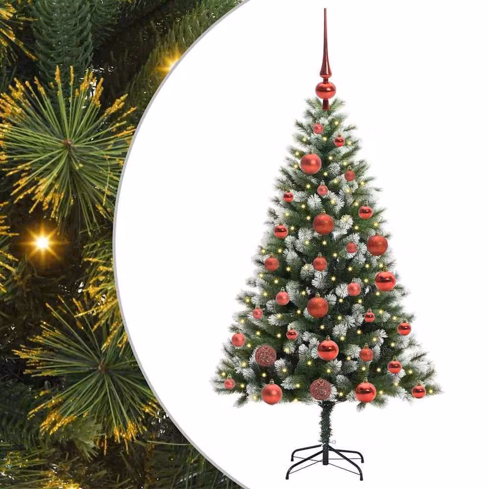 Berkfield Home Artificial Hinged Christmas Tree with Flocked Snow, Green, Height: 120 cm – 2
