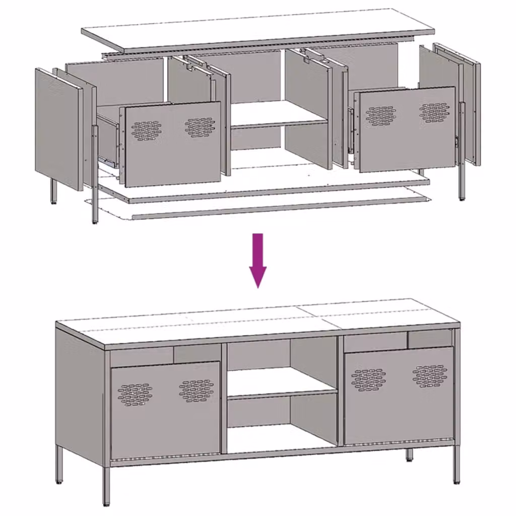 Berkfield Home Industrial TV Cabinet in Anthracite, W/D/H: 101.5 x 39 x 43.5 cm – 5