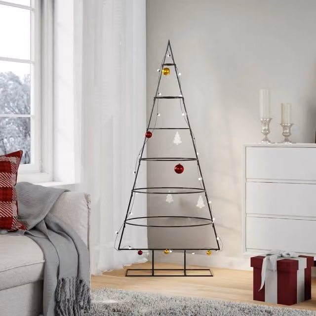 Berkfield Home Modern Metal Christmas Tree in Black, Height: 150 cm – 1