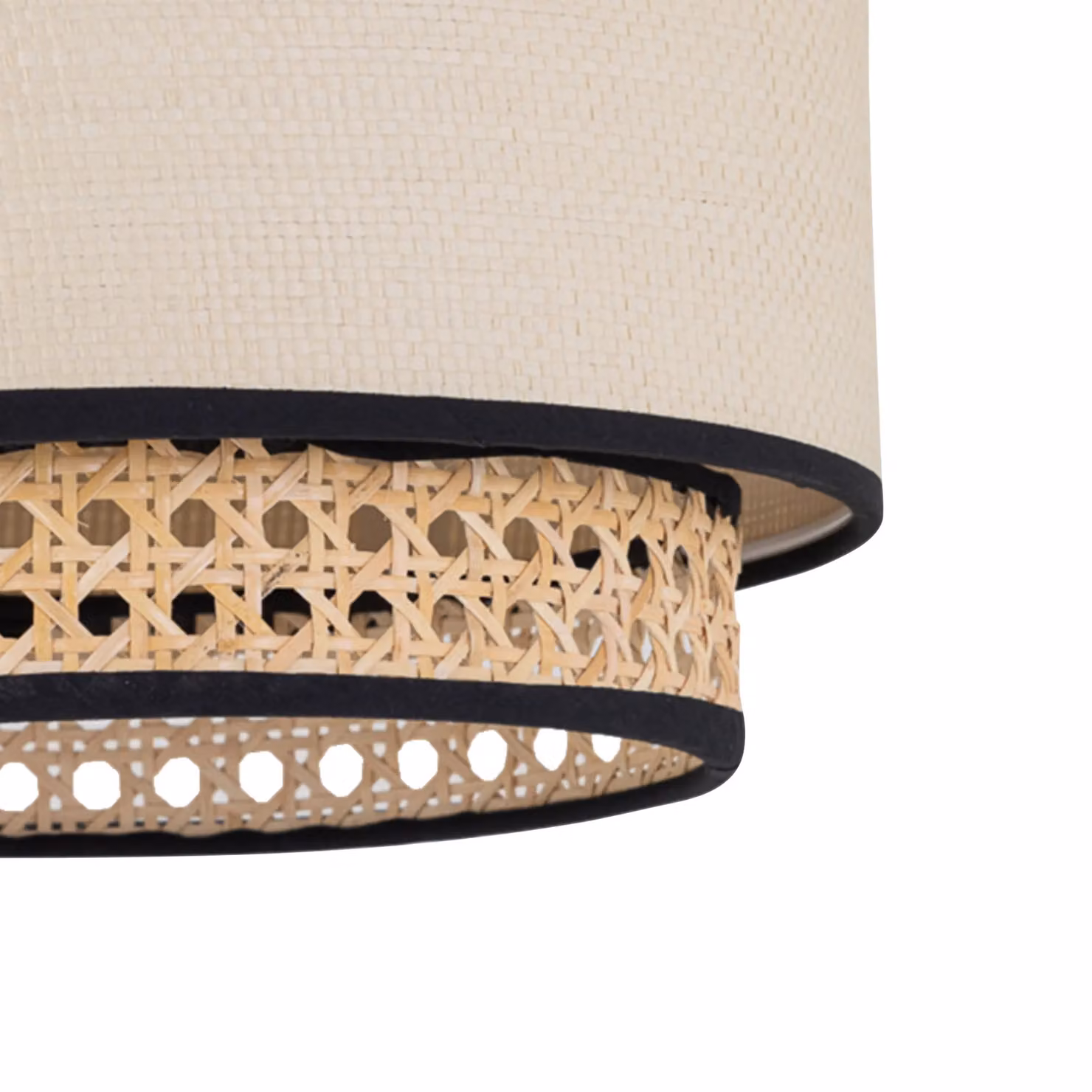 First Choice Lighting Koral Two Tier Cylinder Pendant Shade in Natural Rattan and Cane, Beige and Brown – 2