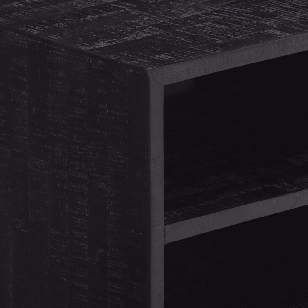 Berkfield Home Mid Century Solid Reclaimed Teak TV Cabinet in Black, W/D/H: 112 x 31 x 45 cm – 4