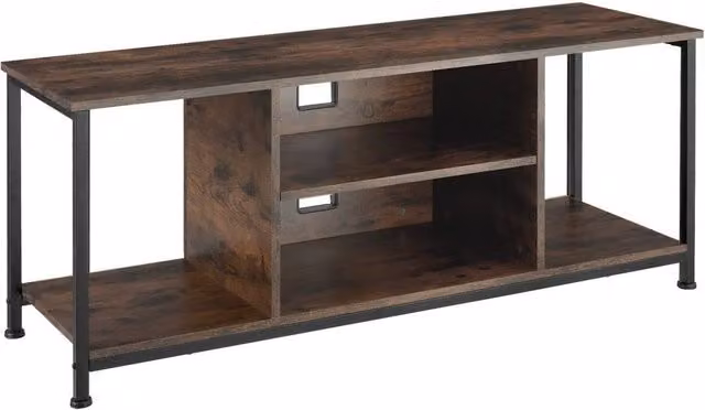 tectake TV Stand Lowboard Cabinet in Brown with 4 Compartments and Adjustable Shelf, Width: 110 cm
