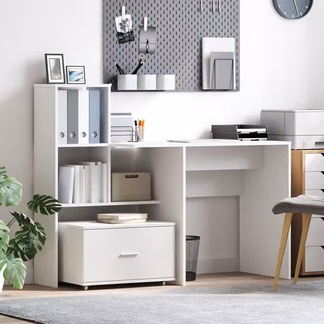 Berkfield Home Drawer Cabinet with Castors, White, W: 55 cm, D: 45 cm, H: 33.5 cm