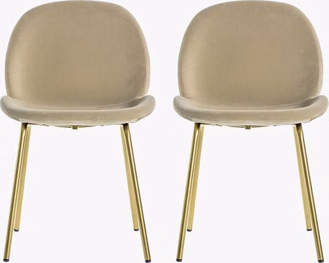 Perch & Parrow Ella Velvet Dining Chairs in Beige, Set of Two
