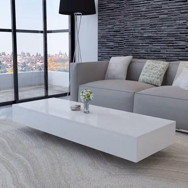 Berkfield Home Modern Rectangular Coffee Table in High Gloss White – 1