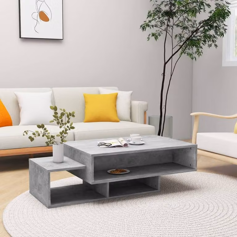 Berkfield Home Decorative Coffee Table in Concrete Grey, W/D/H: 105 x 55 x 32 cm