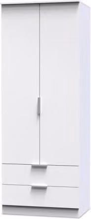 Welcome Furniture Plymouth White 2 Door 2 Drawer Tall Double Wardrobe