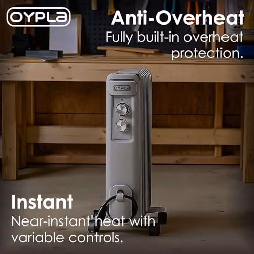 Oypla 2000W 9 Fin Portable Oil Filled Radiator Electric Heater, White – 4
