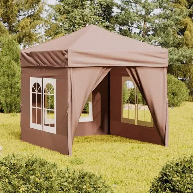Berkfield Home Folding Party Tent with Sidewalls and Windows, Beige, W: 2 m x D: 2 m x H: 2 m
