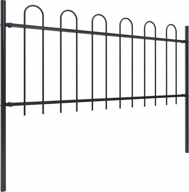 Berkfield Home Garden Hoop Top Steel Fence, Black, Height: 170 cm