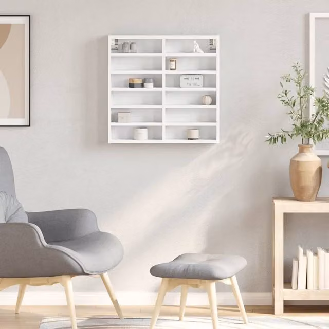 Berkfield Home White Vitrine Cabinet with Glass Doors and Internal Shelves, W/D/H: 60 x 8.5 x 58 cm