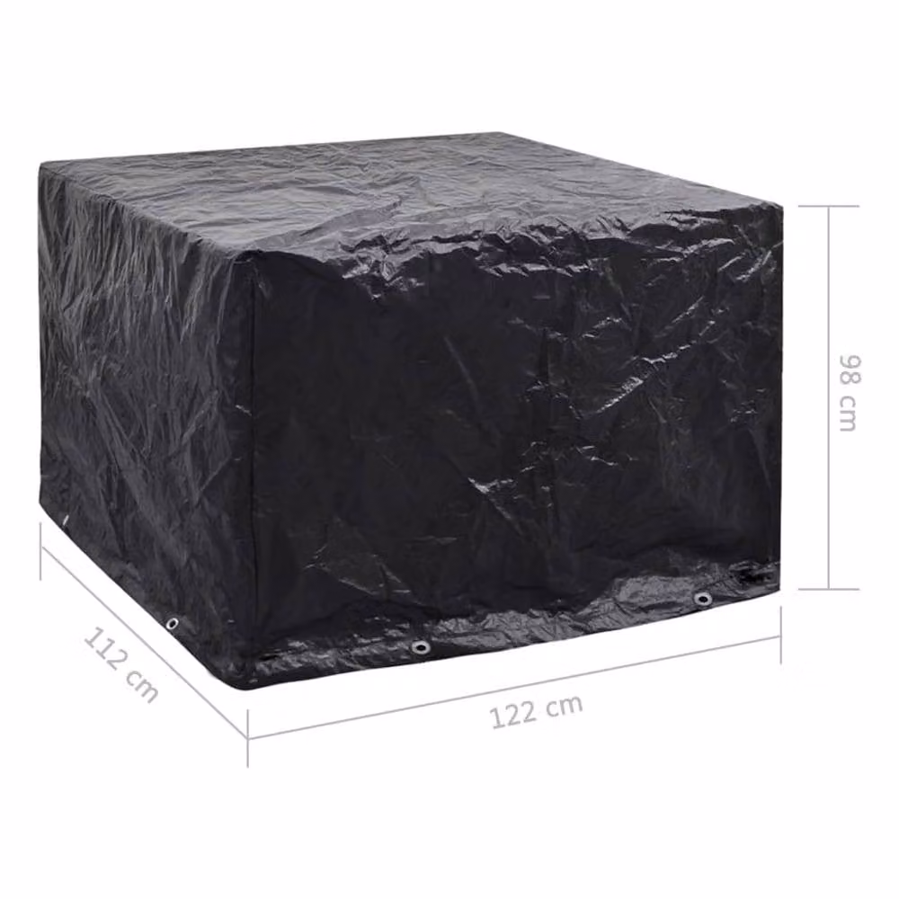 Berkfield Home Garden Furniture Cover with 8 Eyelets, Black, W/D/H: 122 x 112 x 98 cm – 6