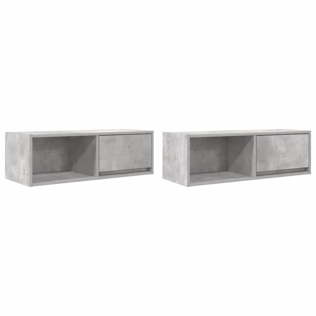 Berkfield Home Set of 2 Wall Mounted TV Cabinets in Concrete Grey, W/D/H: 80 x 31 x 25.5 cm – 2