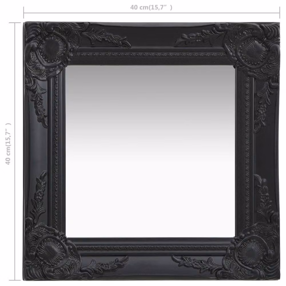 Berkfield Home Antique Baroque Style Square Wall Mirror, Black, W: 40 cm, H: 40 cm – 4