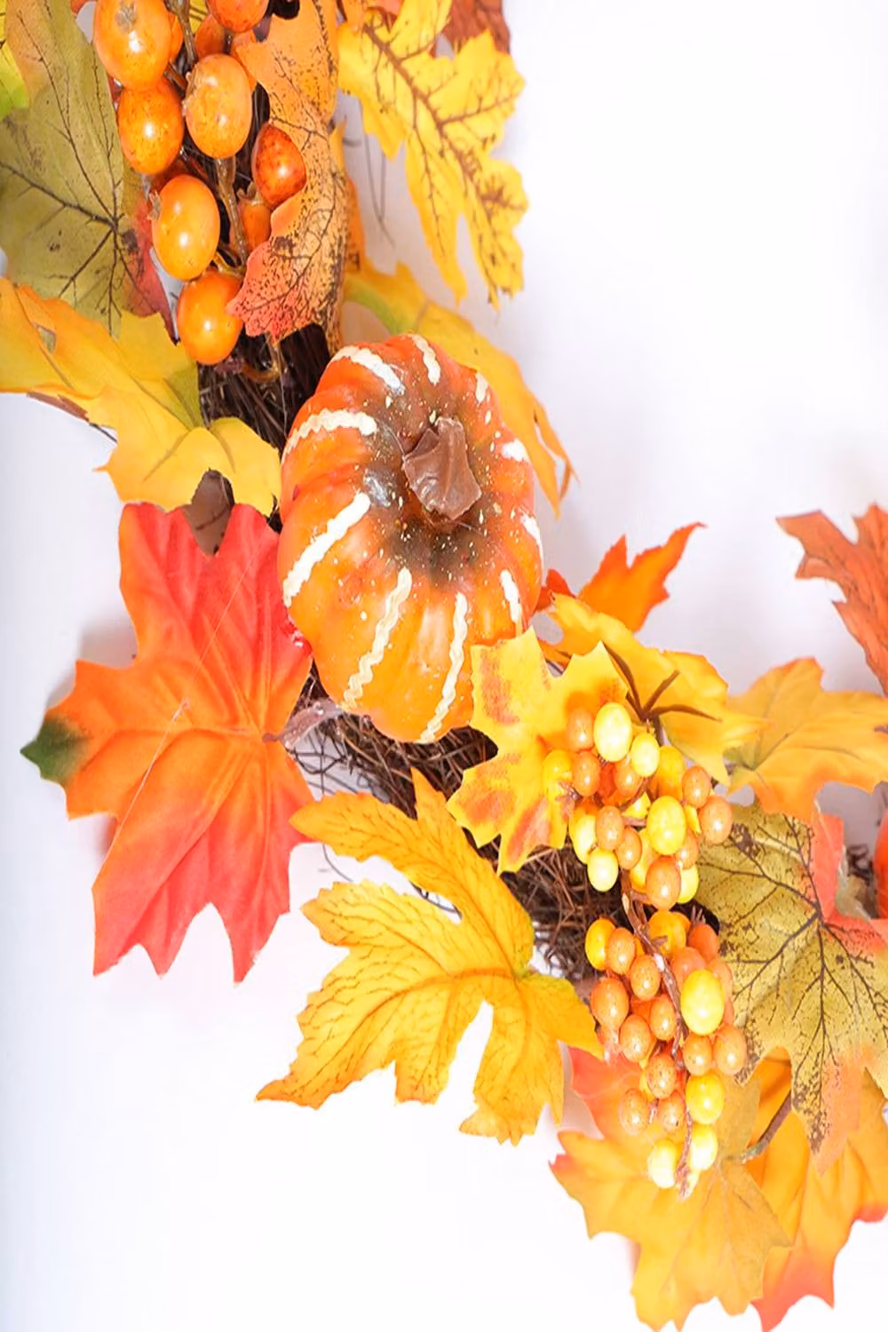 Garden Sanctuary Orange Maple Leaves Fall Door Wreath for Autumn and Harvest Festival Decorations – 2