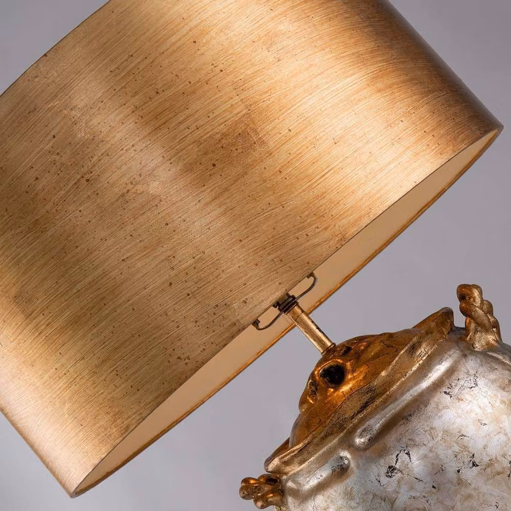 Netlighting Jackson Table Lamp with Round Shade in Antiqued Silver and Gold Leaf – 2