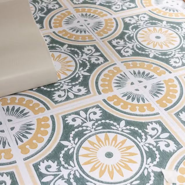 Floor Pops Ezra Yellow Self-adhesive Vinyl Floor Tiles W/D: 30.48 x 30.48 cm