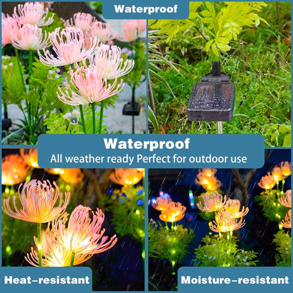 Garwarm Multicolour Solar Garden Flower Lights with Glowing Flowers and Stems – 4