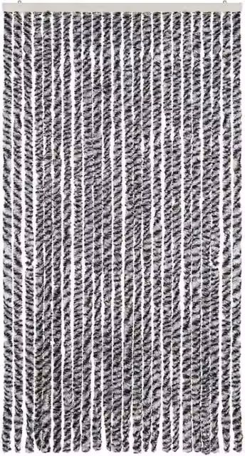 Berkfield Home Chenille Soft Fly Curtain in Grey, Black and White, W: 100 cm, H: 200 cm – 1