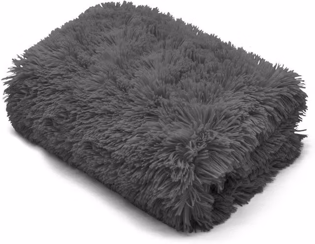HomeSpace Direct Reversible Faux Fur Winter Throw in Anthracite Grey