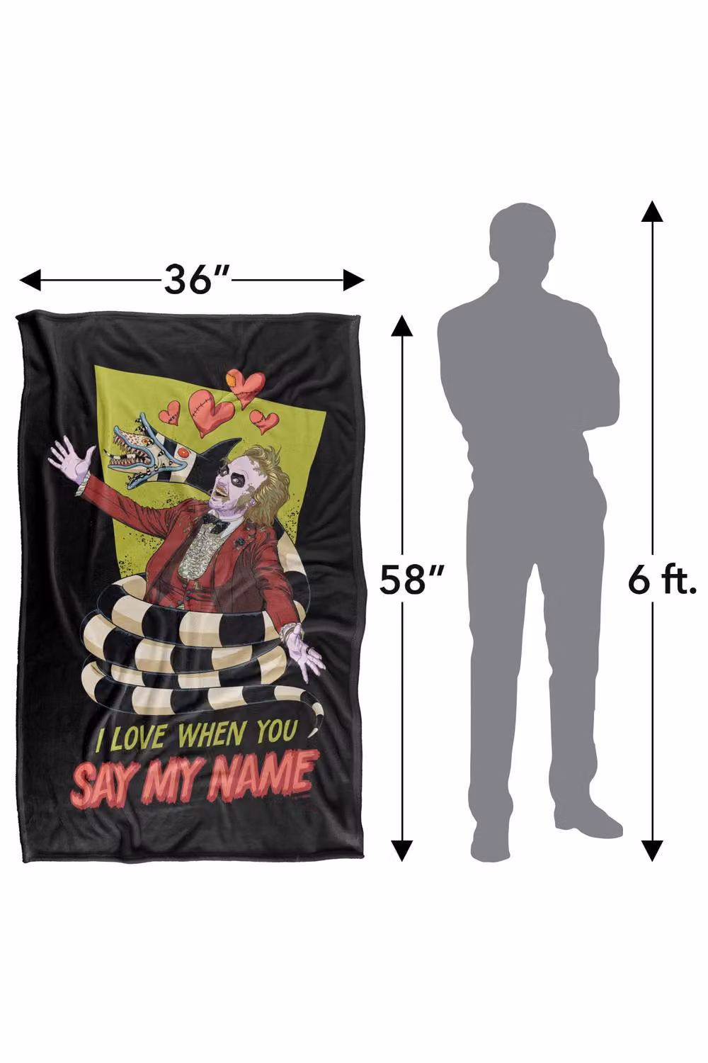 LOGOVISION Beetlejuice Valentine Sandworm Super Soft Silky Touch Fleece Throw Blanket, Multicolour, W/D/H: 91 x 147 cm – 8