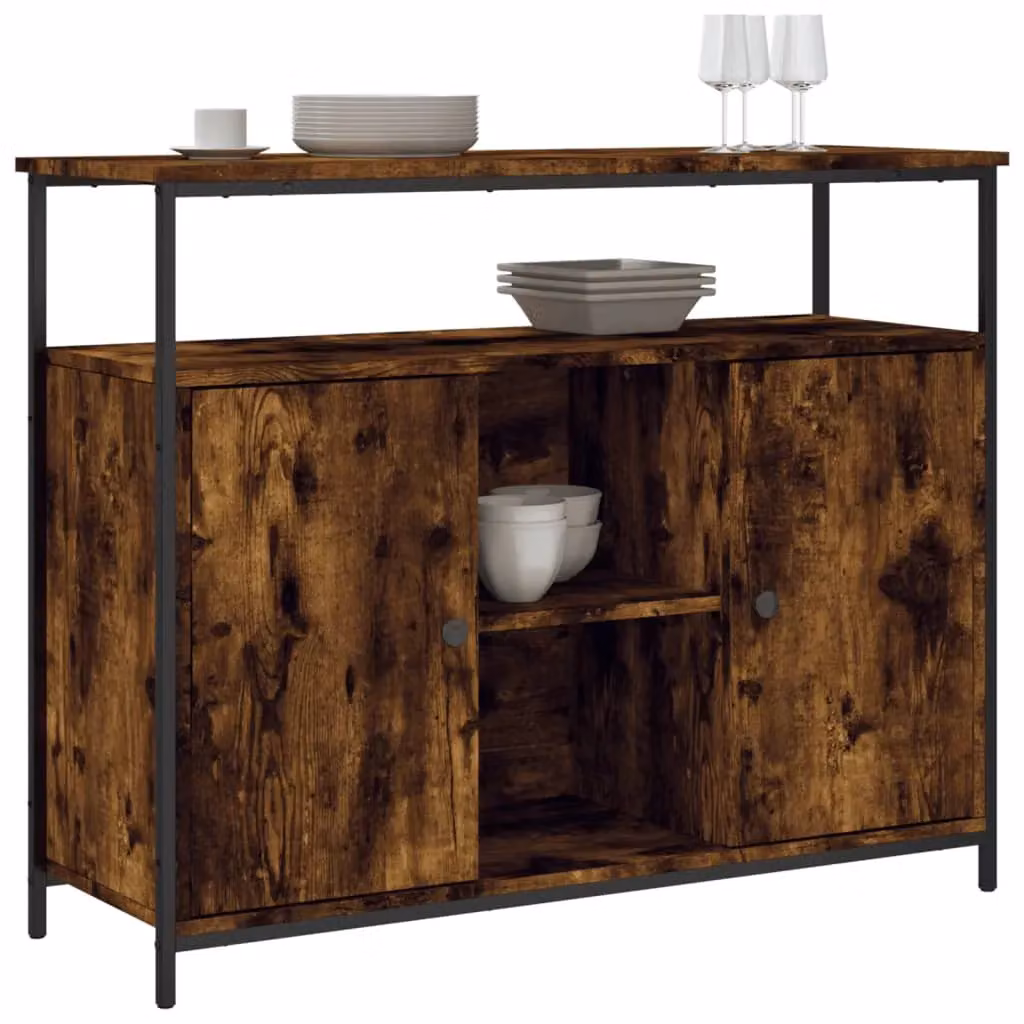 Berkfield Home Sideboard in Smoked Oak Brown, W/D/H: 100 x 35 x 80 cm – 3