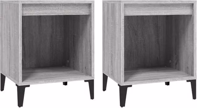 Berkfield Home Set of 2 Grey Sonoma Bedside Cabinets, W/D/H: 40 x 35 x 50 cm