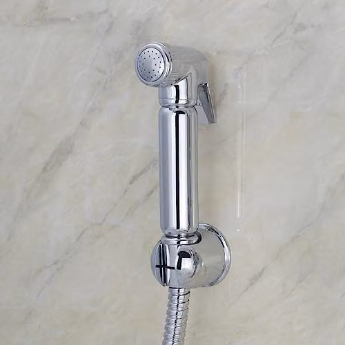 Nes Home Handheld Bidet Jet Spray and Diverter Kit in Chrome Silver Brass – 1