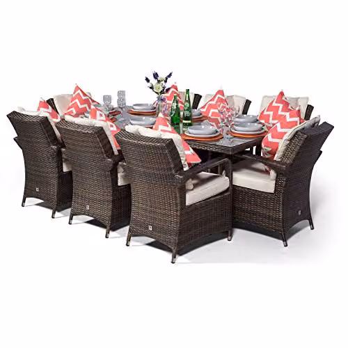 Thats Furniture Arizona 8 Seater Rattan Garden Dining Set in Brown and Grey – 4