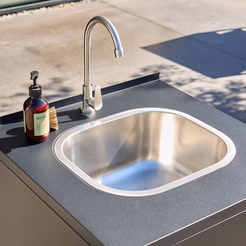sweeek Outdoor Kitchen Steel Sink and Single Door Unit in Matt Black, W: 60 cm, H: 92.5 cm, D: 60 cm – 4