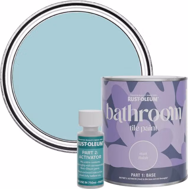 Rust-Oleum Bathroom Tile Paint in Matt Finish, Little Cyclades Blue, 750ml